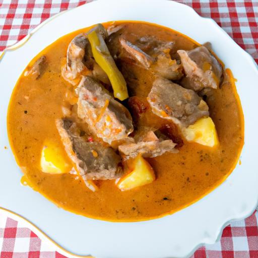 Kořeněná hovězí s omáčkou a bramborami