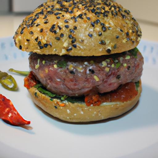 Kořeněný šťavnatý vepřový burger