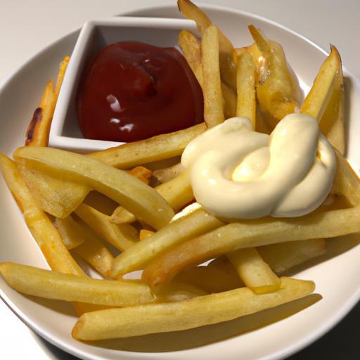 Hranolky s ketchupem a majonézou