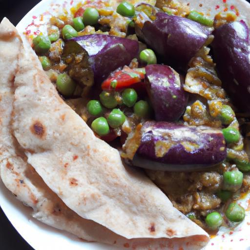 Chapati s hráškem a lilek