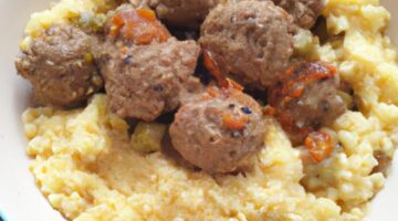 Kuskus s kořeněnými masovými kuličkami