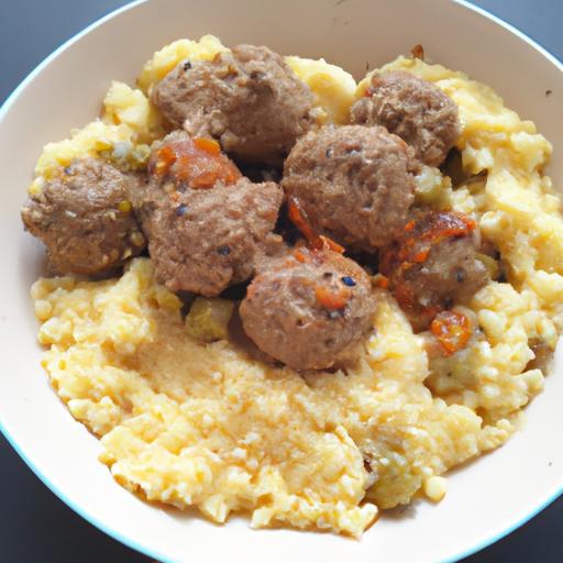 Kuskus s kořeněnými masovými kuličkami