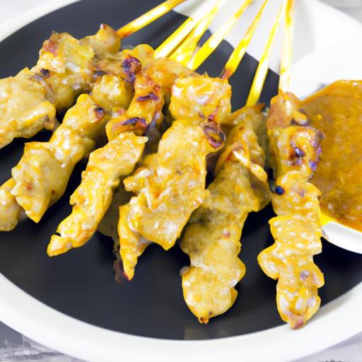 Kuřecí saté špízy s arašídovou omáčkou