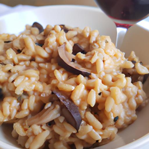 Risotto s houbami a červeným vínem