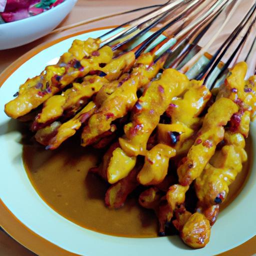 Indonéské kuřecí satay s arašídovou omáčkou