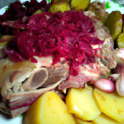 Vepřová plec s brambory a řepou