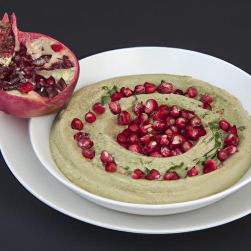 Avokádový hummus s jáhly a granátovým jablkem