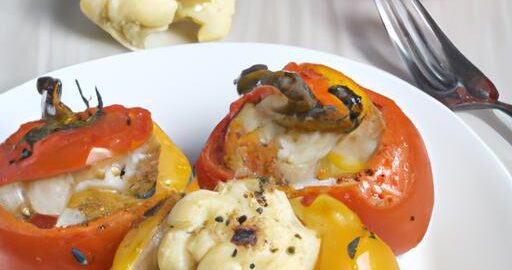 Plněné papriky s květákem a rajčaty