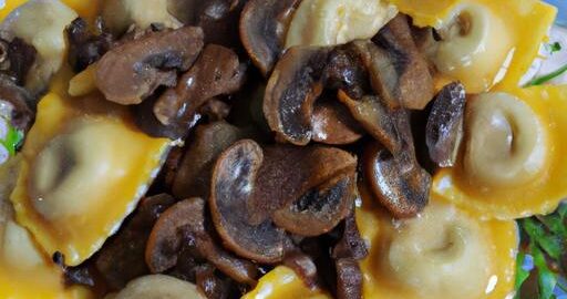 Hovězí ravioli na žampionech