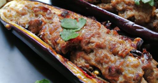 Zapečený lilek plněný masem