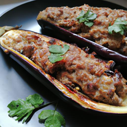 Zapečený lilek plněný masem