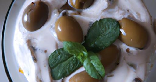 Labneh s olivami a mátou