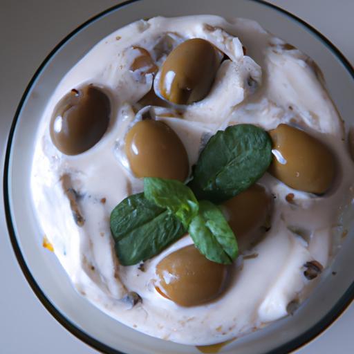 Labneh s olivami a mátou