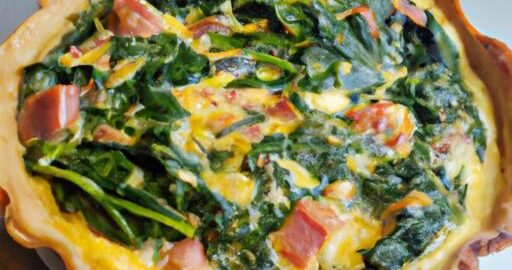 Sýrový quiche se šunkou a špenátem