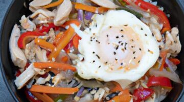 Bibimbap s kuřecím masem a zeleninou