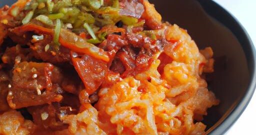 Korejské kimchi rýže s hovězím masem