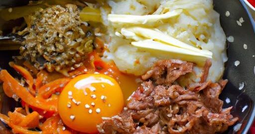Bibimbap s kimchi a hovězím