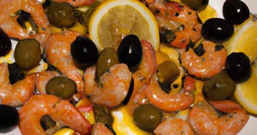 Krevety s olivami a citronem