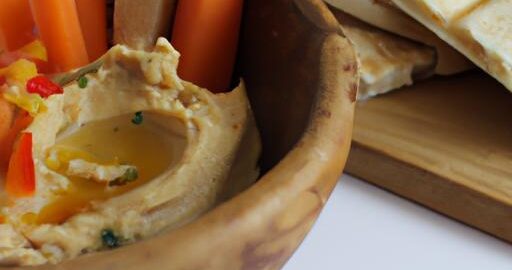 Hummus s pita chlebem a zeleninou