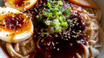 Ramen s vajíčkem a karamelizovanou cibulkou