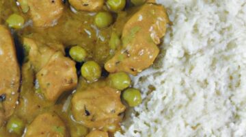 Kuře curry s rýží a hráškem