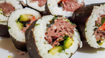 Kimbap s hovězím masem a zeleninou