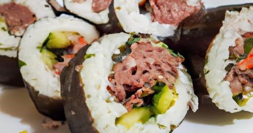 Kimbap s hovězím masem a zeleninou