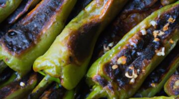 Grilované zelené papriky plněné luštěninami