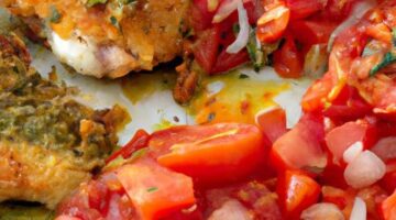 Kuřecí řízek s pestem a rajčaty