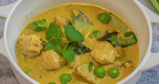 Zelený kari s máslovým hráškem