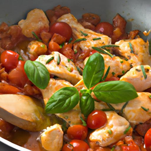 Kuře s rajčaty a bazalkou