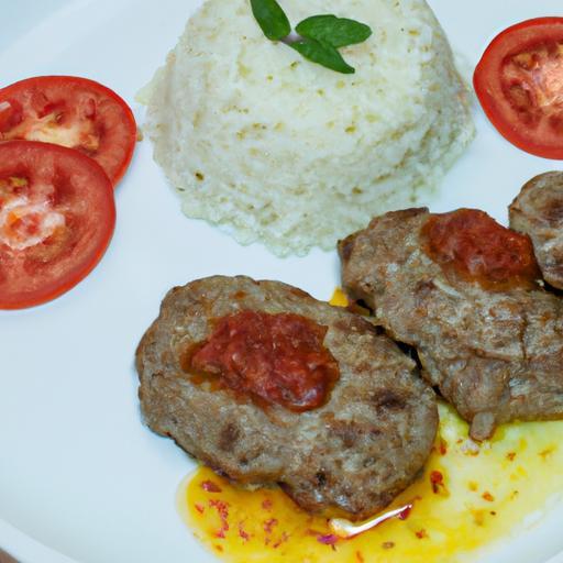 Jehněčí kofta s rýží a rajčaty