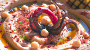 Hummus s chobotnicí a paprikou