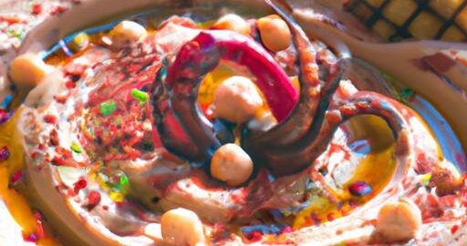 Hummus s chobotnicí a paprikou