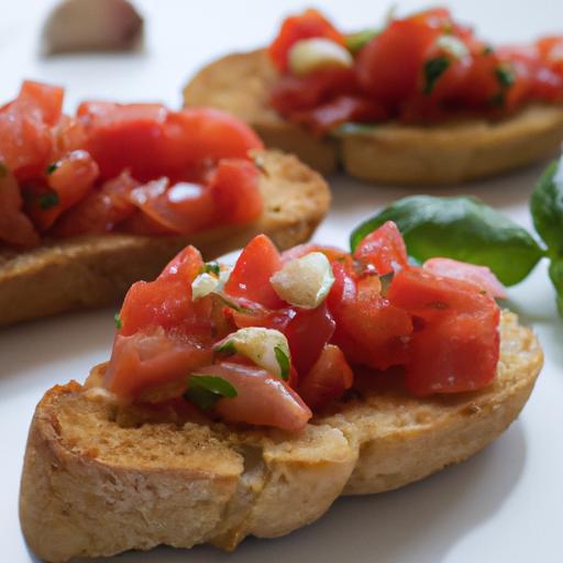Česneková bruschetta s rajčaty a bazalkou
