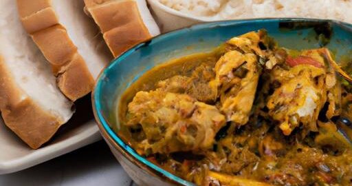 Kuřecí korma s rýží a chlebem