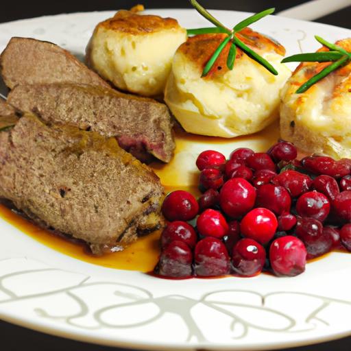 Svíčková s brusinkami a houskovým knedlíkem