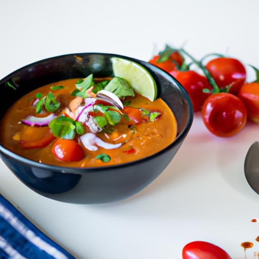 Rajčatová hrášková polévka s kokosovým mlékem