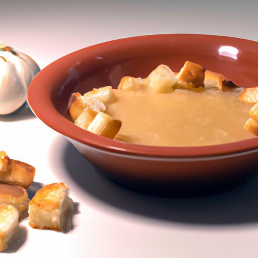 Hrněný cibulový polévka s krutony