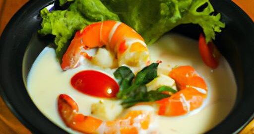 Indonéská kokosová polévka s krevetami