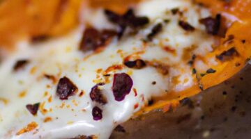 Kořeněný pečený batát se sýrem