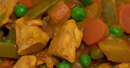 Kuřecí kari s mrkví a hráškem
