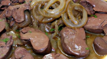Pochoutka z kuřecích jater s cibulkou
