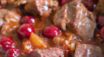 Masový guláš s bobulemi, česnekem