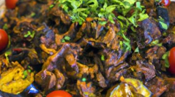 Jehněčí s baklazánem a rajčaty