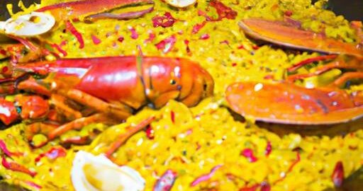 Paella s tropickým humrem