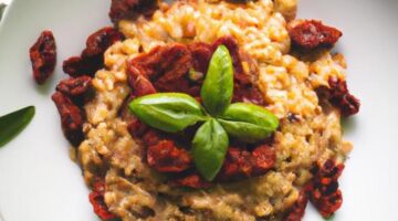 Risotto se sušenými rajčaty a bazalkou