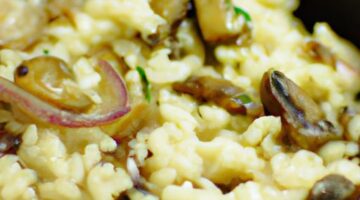 Risotto s houbami a španělskou cibulkou