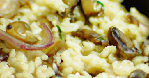 Risotto s houbami a španělskou cibulkou