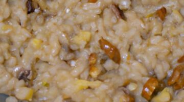 Risotto s vlašskými ořechy a houbami
